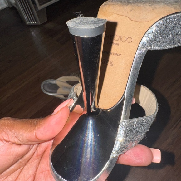 Jimmy Choo Silver Glitter Heels with Ankle Strap SOLD OUT and FREE SHIPPING! - Picture 14 of 14